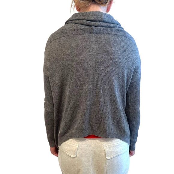 Lululemon Cabin Yogi Wrap Heathered Medium Grey / Slate Open Hooded Cardigan - Picture 9 of 9
